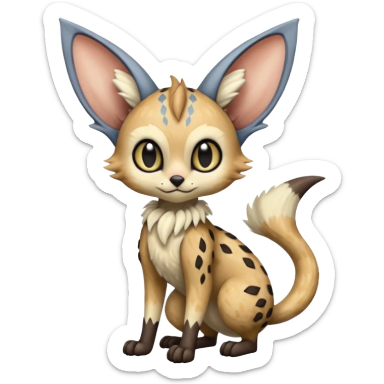 Big-eared Batty Meloetta-Lykoi-Serval-Cresselia-Palkia-Stitch-Fakémon-creature-hybrid sticker