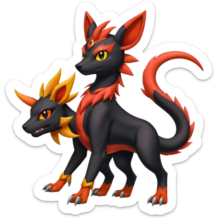 Litten-Houndoom-Salandit-Noibat-Flareon-Fakémon-Digimon-fusion (full body) sticker