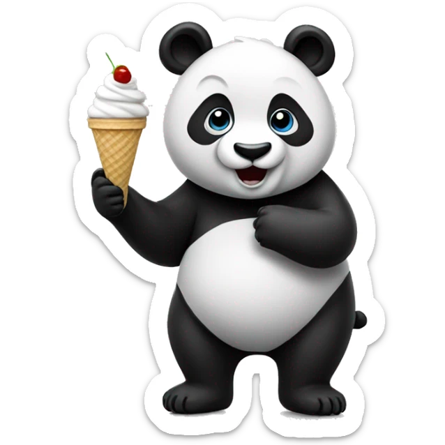 Panda eating ice cream sticker