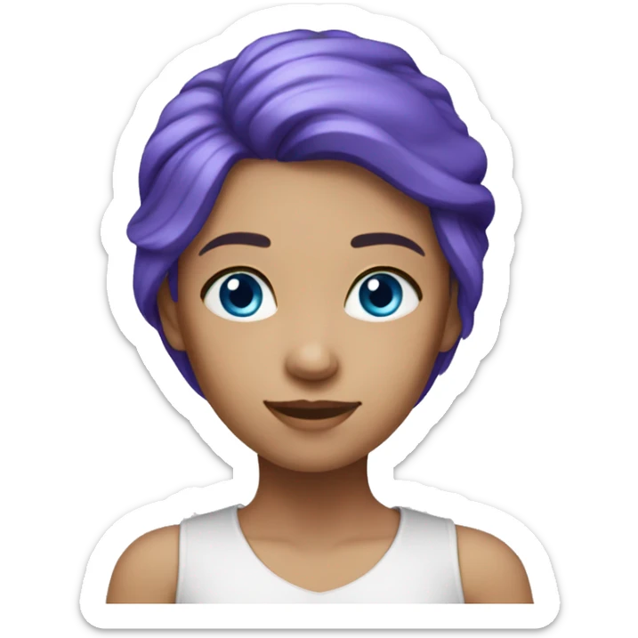 girl (long hair) (purple hair) (blue eyes) (fair skin)  sticker