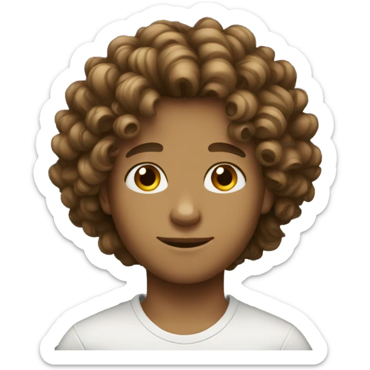 Boy with long curly hair brown  sticker