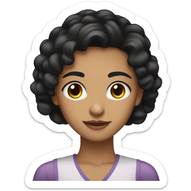 black hair fair skin brown eyes woman in 20s productive sticker