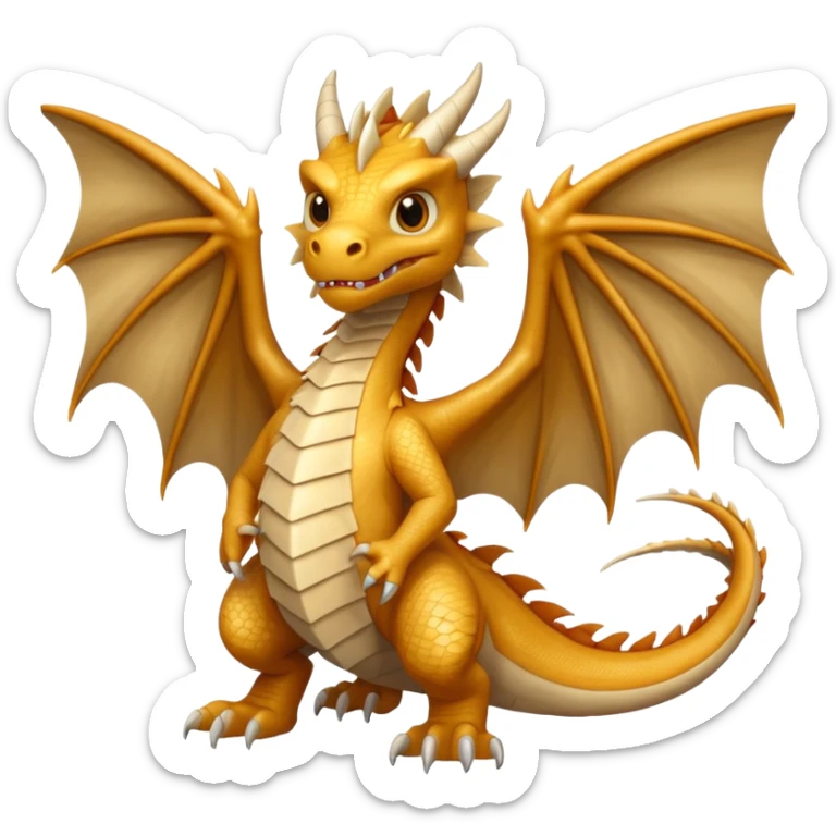 A beige dragon in the style of Game of Thrones, facing the lens with its wings spread. sticker