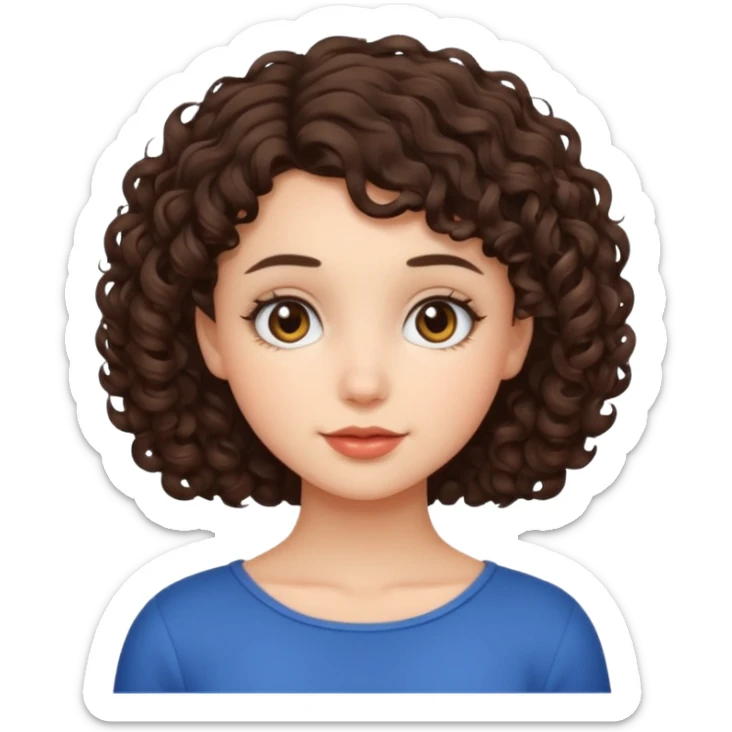 an emoji that describes a cute short curly hair brunette girl sticker