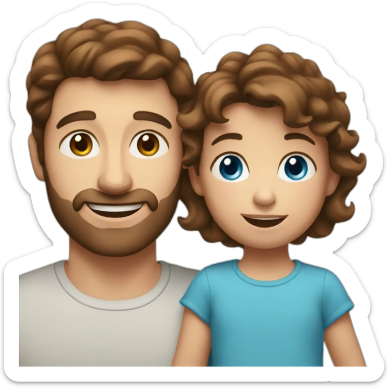 Essex man with brown hair holding a toddler. blue eyes sticker