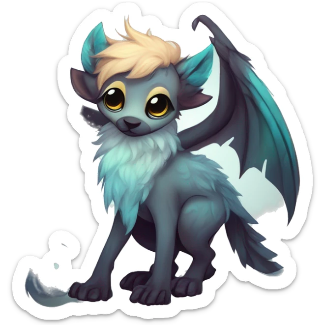 cute Kawaii edgy ethereal shy epic fantasy animal fursona Fionbri creature by griffsnuff & LiLaiRa & Falvie with exotic colors full body sticker
