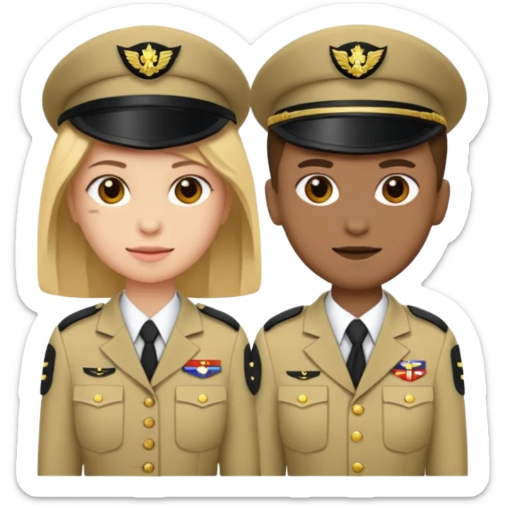 emoji wearing ACU on right half of body with AGSU on the left side of body sticker