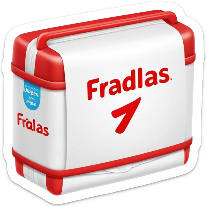 a simple drugstore sign for diapers, with the word "fraldas"simple red and white supermarket sign, with the word "fraldas" sticker