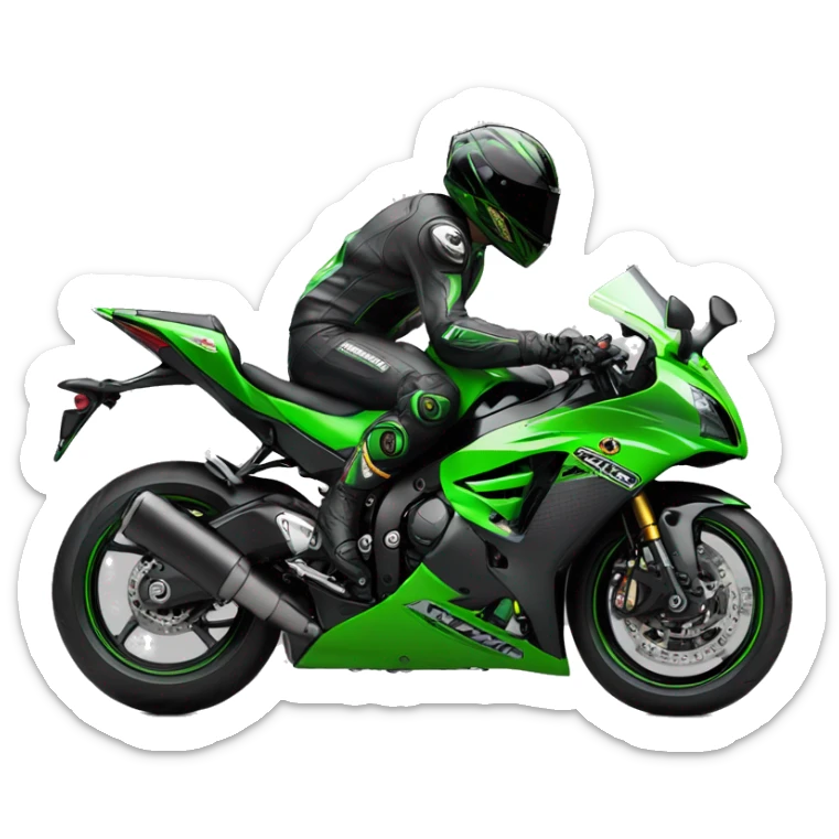  Piloto acenando na estrada de sua Kawasaki Zx10R 2018 preta sticker