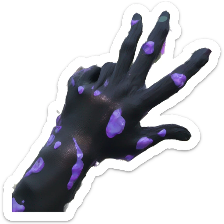 .Zombie_ Vaporwave black holographic oilslick zombie unicorn yellow caution tape with prosthetic arm  sticker