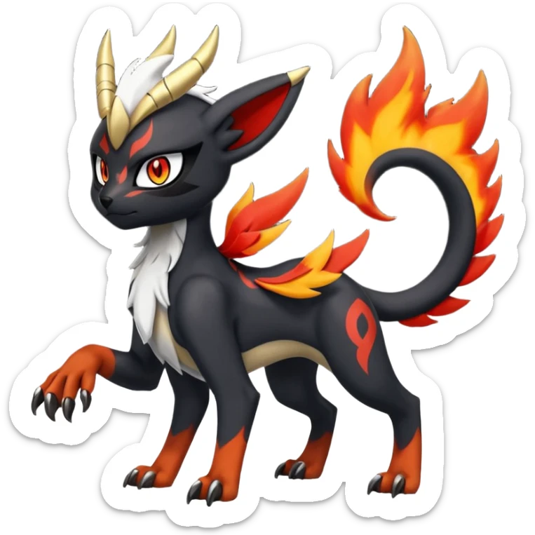 Handsome cool badass edgy Meloetta-Absol-Houndour-Litten-Guilmon-Giratina-Pokémon-Fakémon-fusion-hybrid-creature sticker