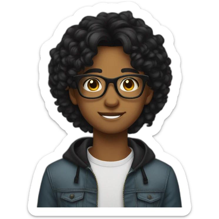 Teen glasses 16 years old and vlack hair  sticker