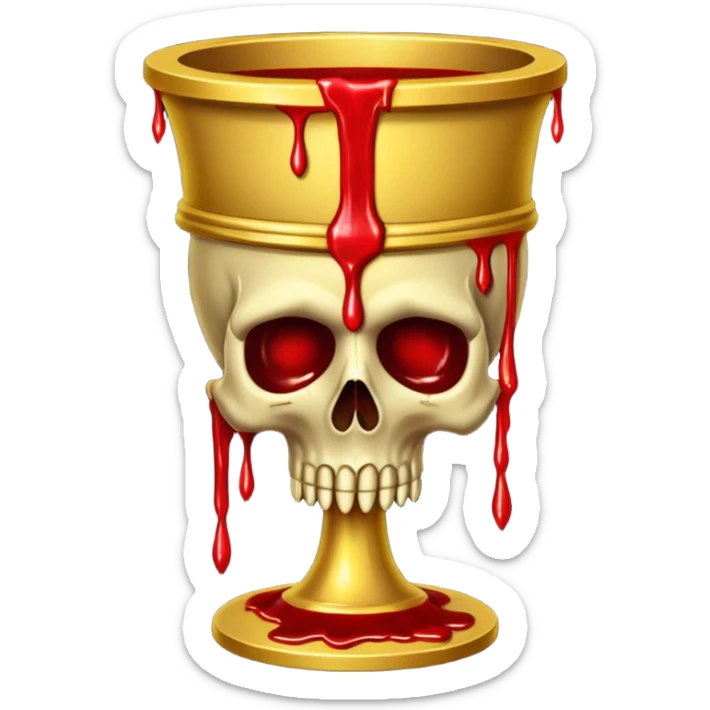 A creepy holy grail in the style of your bleeding skull art. sticker