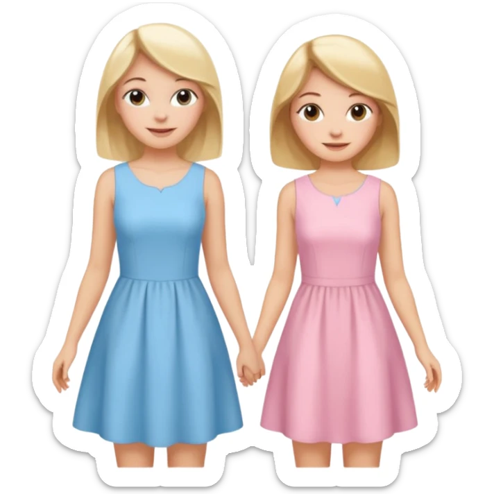 happy pride and prejudice blonde girl in light blue dress and brunette girl in light pink dress sticker