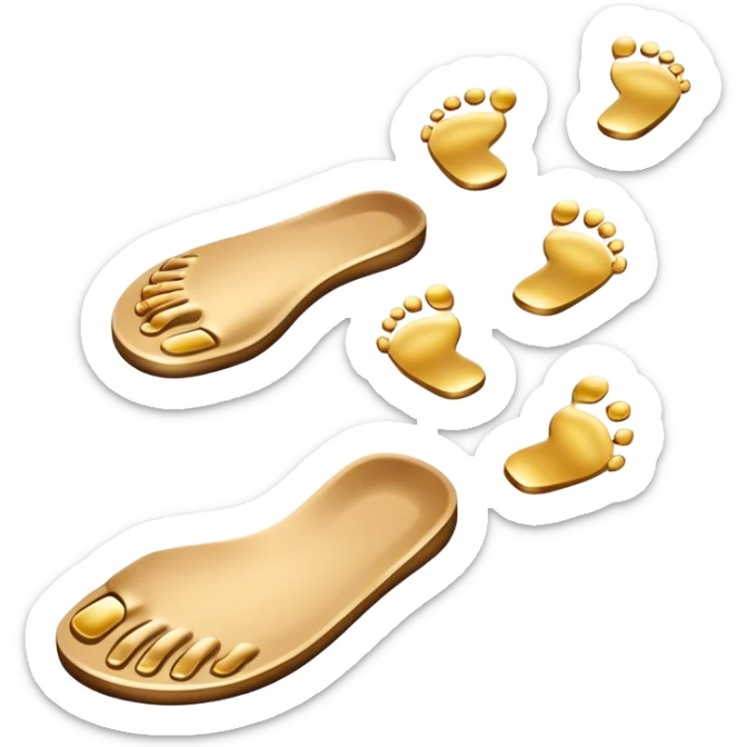 **Baby footsteps lead ahead of larger ones**, as if guiding the adult forward.  sticker