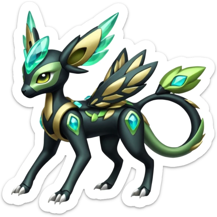  Exotic Futuristc Meloetta-Zygarde-Zeraora-Protogen-Palkia-hybrid-fusion-Fakémon-creature, full body sticker
