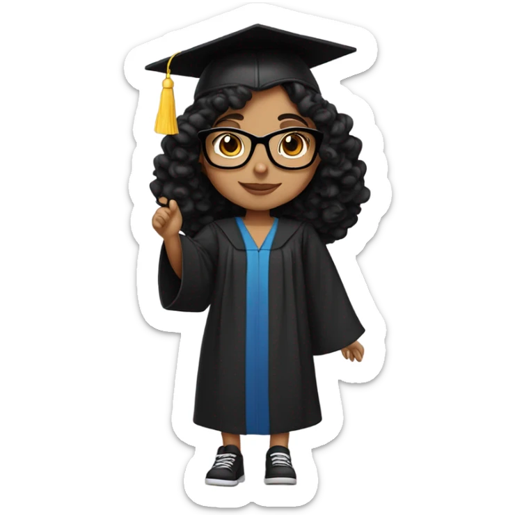 Hispanic white girl with black glasses and dark curly shoulder length hair graduate  sticker
