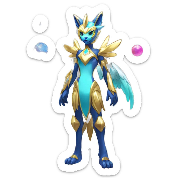 Anthro Sona Colorful Shiny Godly Celestial Shiny Fakemon Full Body sticker