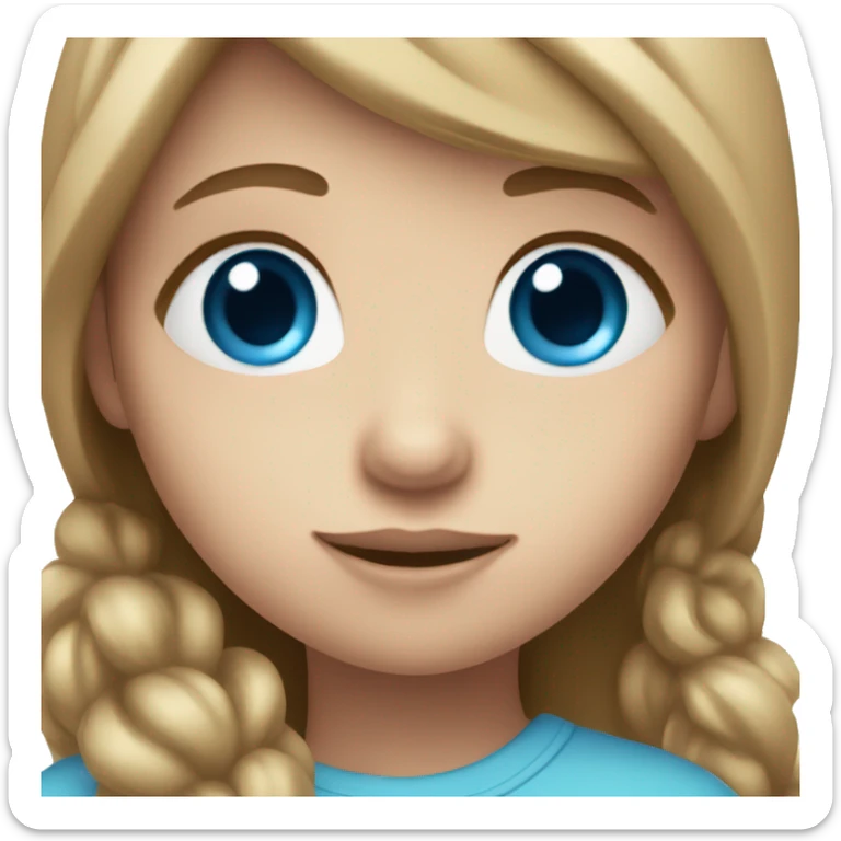 girl holding heart with light brown hair blue eyes fair skin sticker