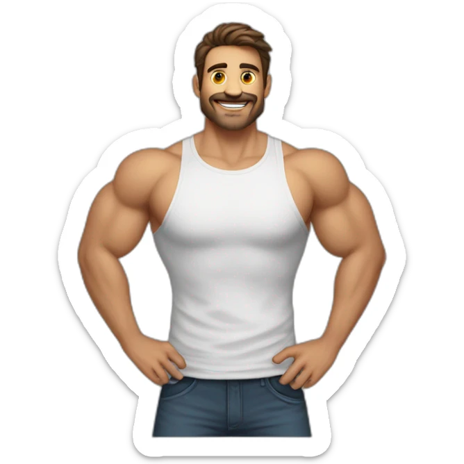 hombre moreno musculoso de costado y con los brazos arriba sticker
