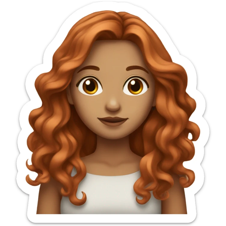 Beautiful girl,copper hair,wavy hair，long hair,Brown eyes sticker