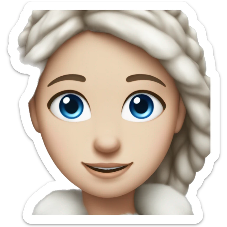 White Reindeer girl happy brown hair and blue eyes sticker