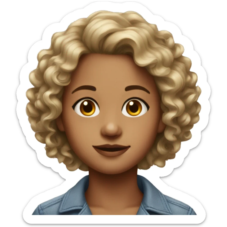 realistic portrait of a girl with a curl hair sticker