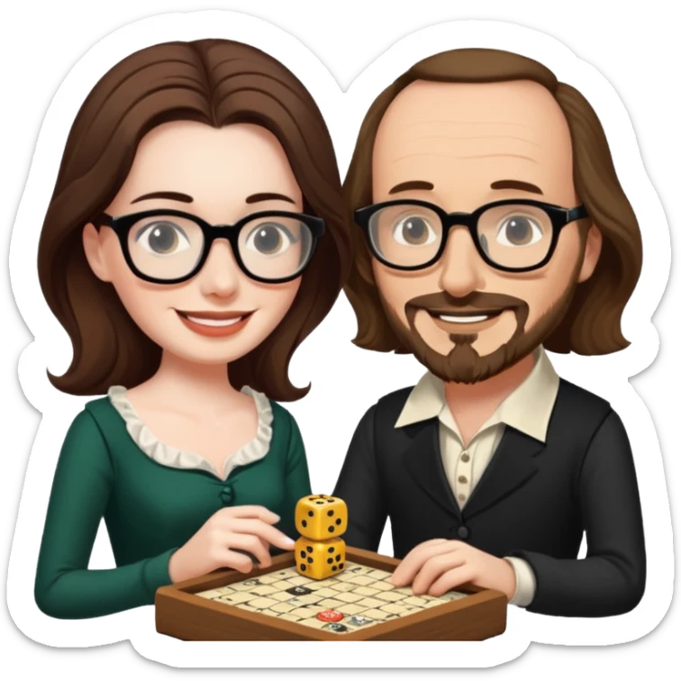 Can you make an emoji of William Shakespeare and Anne Hathaway playing Yahtzee  sticker