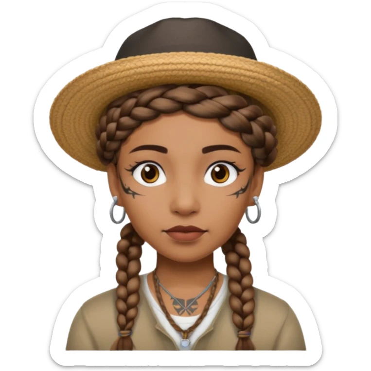 braided and tattoedbraided with lots lots lots of face tattooes and a hat sticker