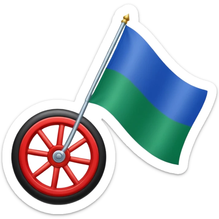 Emoji drapeau moitié à la verticale bleu en haut vert en bas avec une roue rouge au millieu  roue en plein millieu du drapeau bleu à la. Moitié de en heut et vert à la moitié de en bas sticker