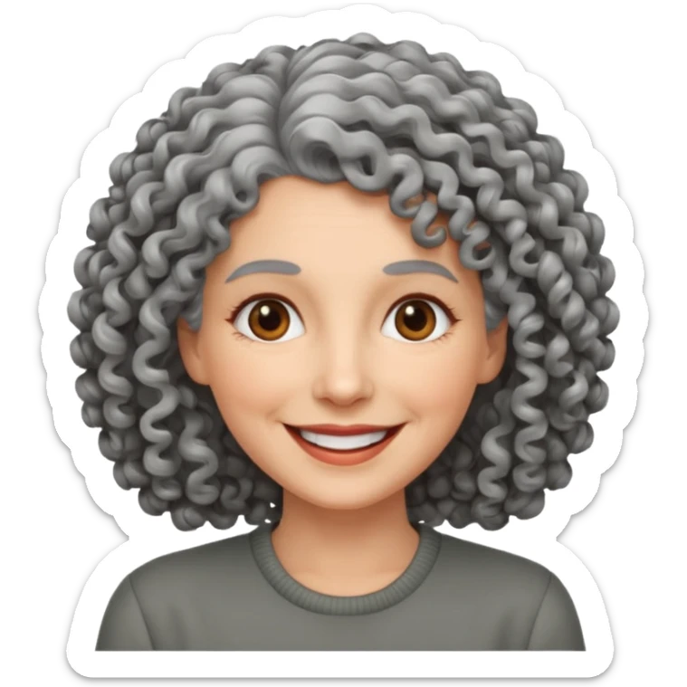 curly grey haired woman sticker