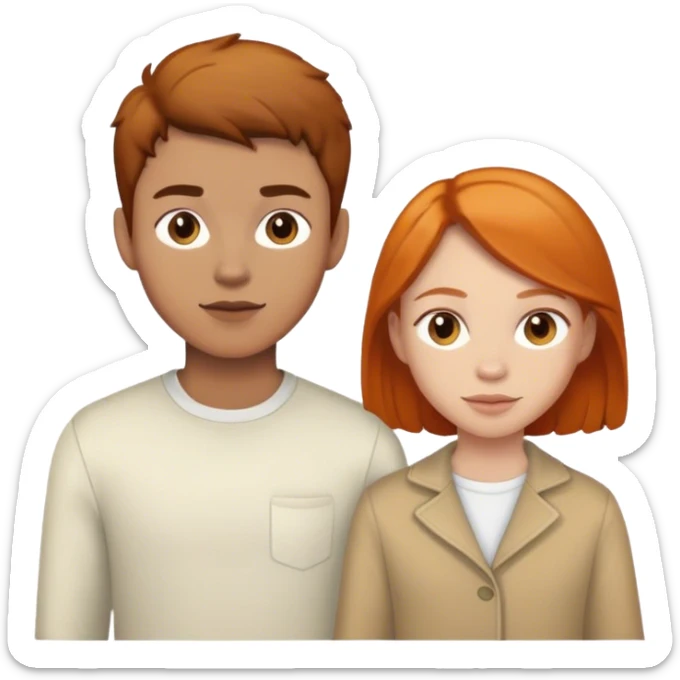 Brunette boy with light skin and ginger girl with light Brown skin sticker