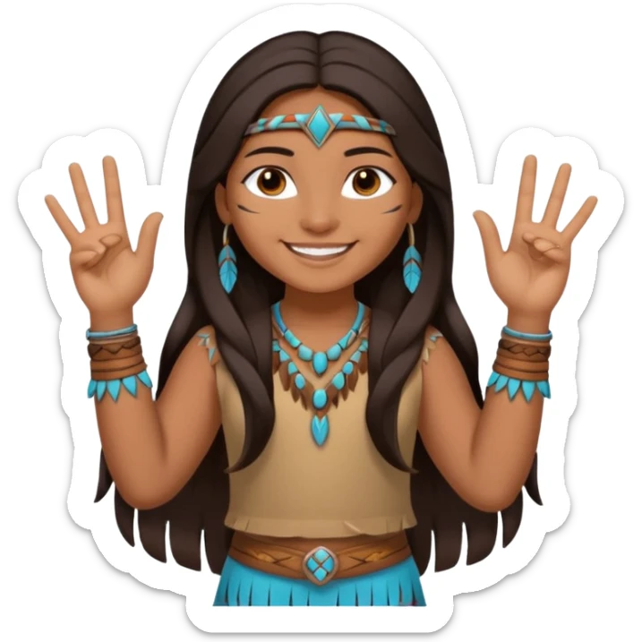 native american brown skin sexy girl, long dark hair, full body, sexual pose, showing "V" with fingers sticker