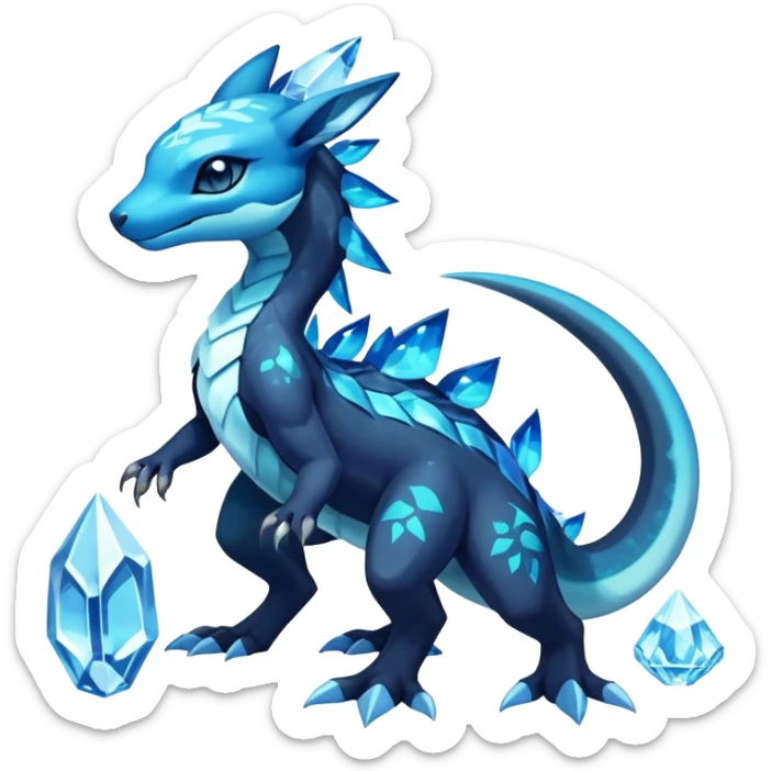 Colorful Dark Shiny Exotic Salandit-Aurorus-Glaceon-Fakémon-hybrid-creature (full body)  sticker