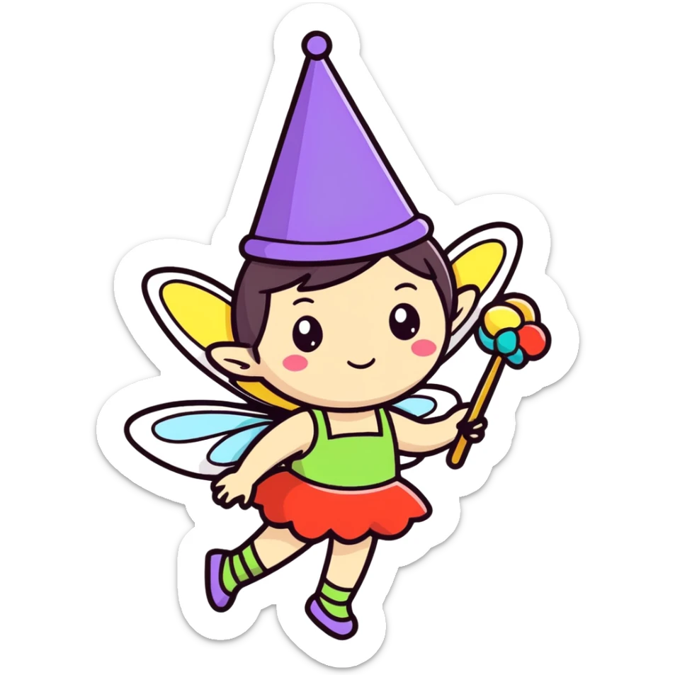 Eine fee mit partyhut sticker