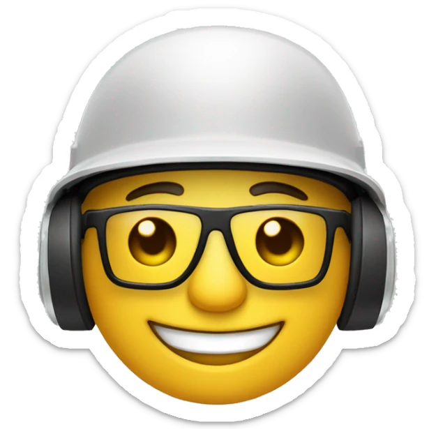 Bonhomme avec un casque de chantier et des lunettes swag et un large sourire sticker