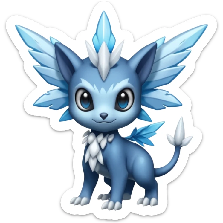 Elemental dark dusky mechanical frosty fairy-like fantasy epic rare Glalie-Sneasel-Togetic-Pokémon-Fakémon-hybrid-creature sticker