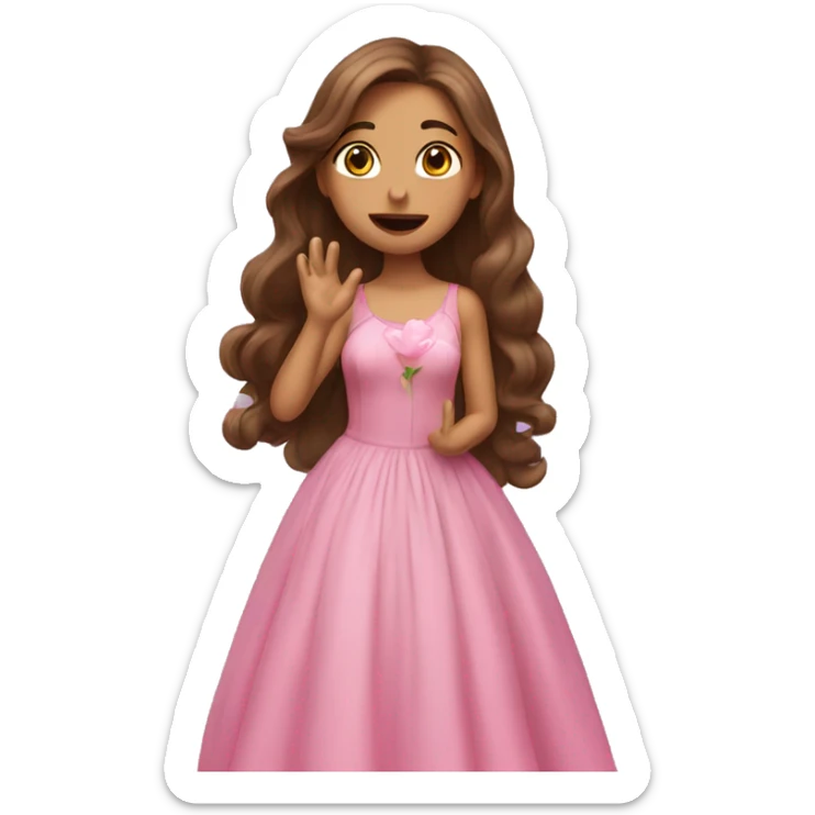 girl with long brown hair and pink dress blowing a kiss  sticker