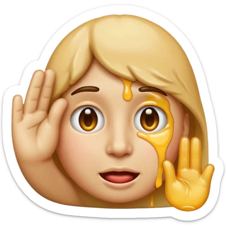 emoji of a saluting face partially melting, merging features of saluting face and melting face, apple emoji style sticker