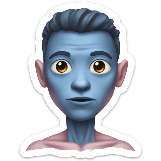 Light pink white and blue alien with baggy pants shirtless with scars across the chest  sticker