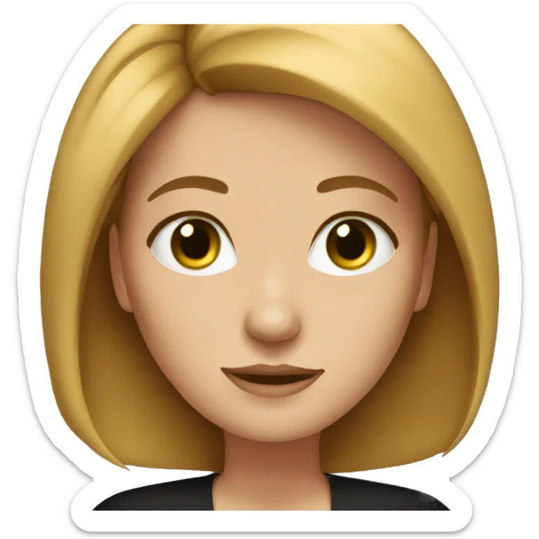 executive woman, straight golden brown hair, green eyes, black dress sticker