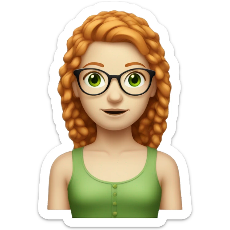 Ginger girl with wire rim glasses and green eyes sticker
