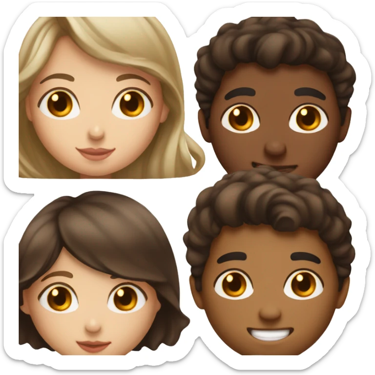 brunette girl with brown eyes kissing brunette boy with brown boy  sticker