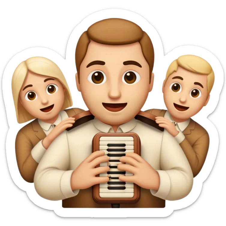 Cinematic Realistic Klapa Music Pop Culture Emoji, depicted with a soulful portrayal of traditional Croatian vocal music rendered with delicate textures and warm, cultural lighting. sticker