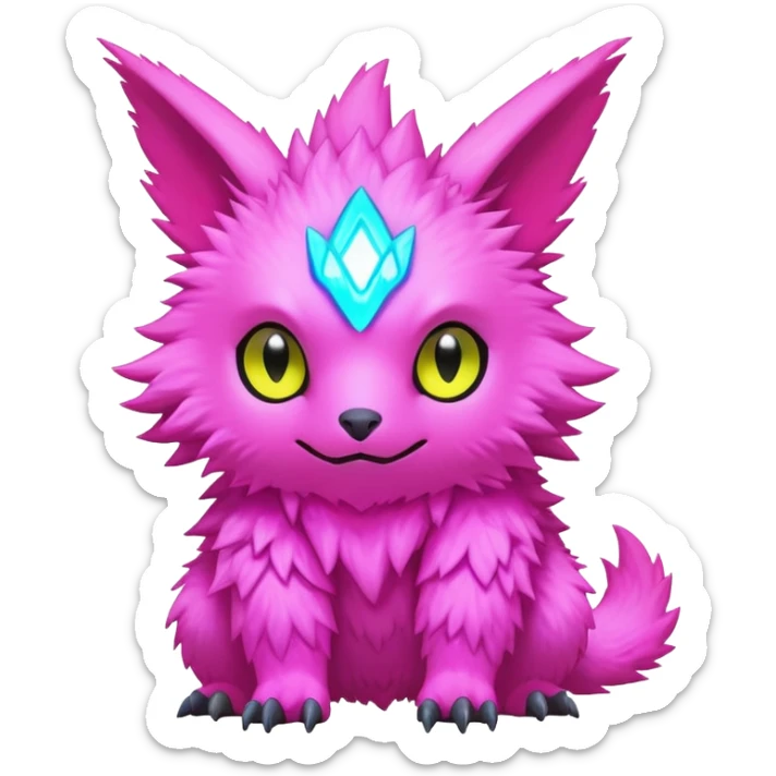  lush cozy warm-colored modern colorful neon-colored cyber-Fakémon-Digimon-Trico-creature sticker