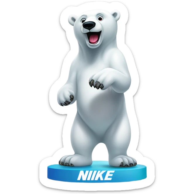 polar bear wearing nike shoes turned so you can see shoes sticker