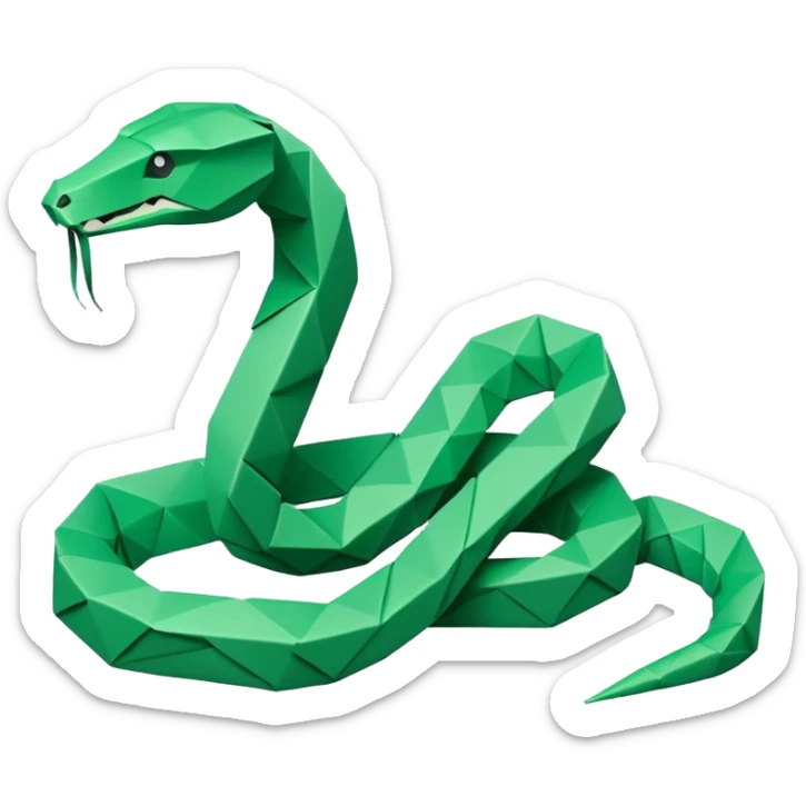 origami snake in color green mint rgb(168, 251, 211) sticker
