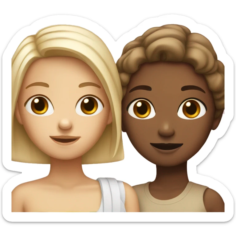two girls one tan and one pale sticker