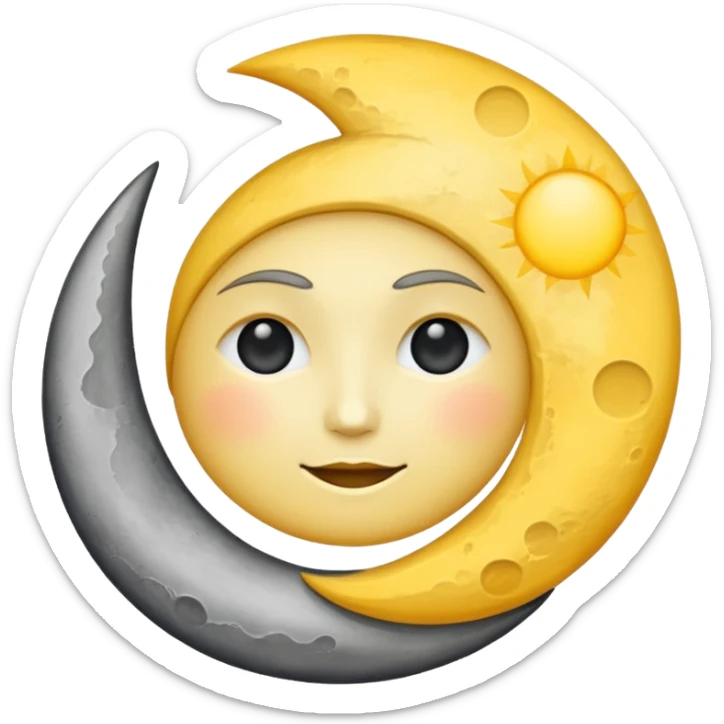 Genarate me a emoji of Drak mode moon and bright mode sun Like we got In our mobile phones sticker