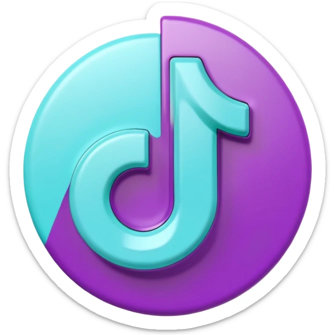 Purple and Cian Symbol of TikTok app sticker